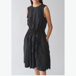 NWT COS x Usha Dosi layered Ruffle Linen Dress in Black Size 8